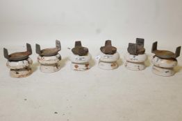 Railwayana: Six vintage 'Bullers' and 'Allied Insulators' type 100 and 140 3rd rail, conductor