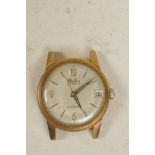 A vintage Mu Du 25 jewel gilt cased wristwatch with date aperture