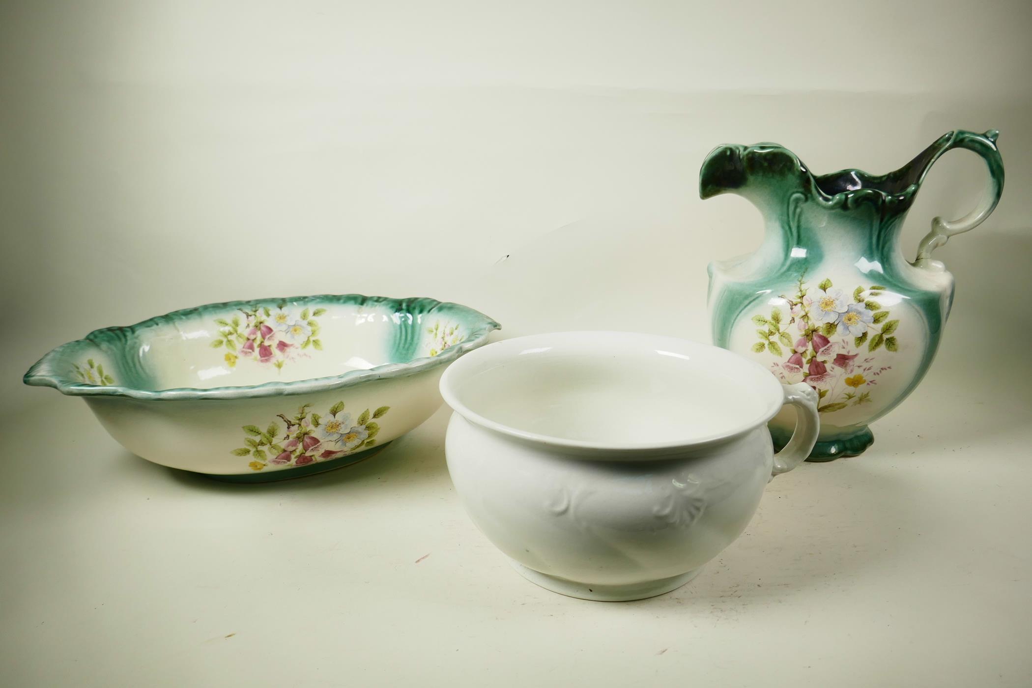 A quantity of Victorian ceramics including a part tea service of C19th Asbury Longton Green Dragon - Image 5 of 9