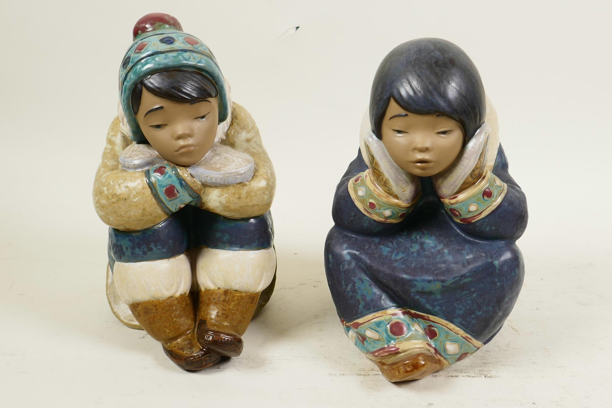 Two boxed Lladro figures of Eskimo children, 12158 and 12159