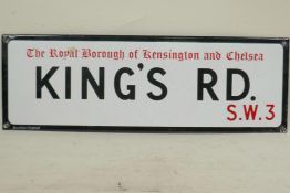 An enamel street sign, 'King's Road' Kensington, 18" x 6"