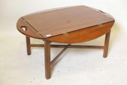 A mahogany butler's tray with attached stand, 32" x 29" x 14"