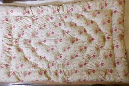 A vintage chintz quilted eiderdown, 40" x 60"