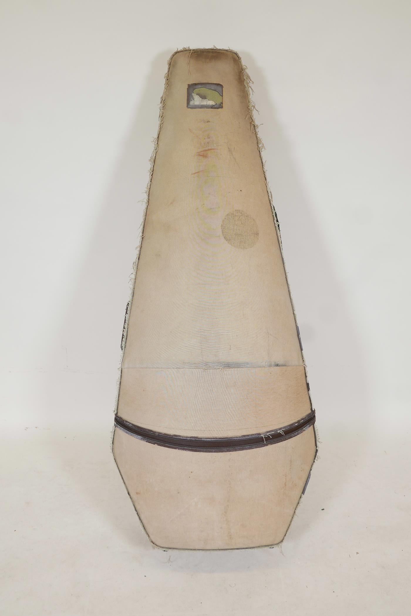 A W.E. Hill & Sons canvas wrapped cello case, 52" x 21"