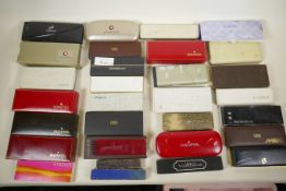 A large collection of pen boxes to include Parker, Waterman, Conway Stewart, Sheaffer etc