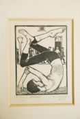 Monica Rawlins (British, 1903-1990), 'A Street Acrobat', limited edition woodcut, signed and dated