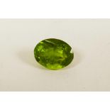 A 3.75ct natural olive green peridot, Gemological Laboratory of India certified, with certificate