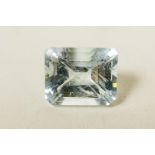 A 4.17ct light blue natural aquamarine, rectangular step cut, lab tested with certificate