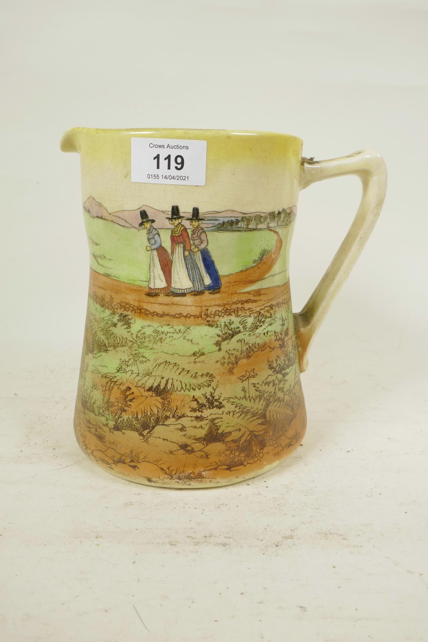 A Royal Doulton 'Welsh Ladies' water jug, 7½" high