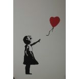 Banksy, 'Girl with the Red Balloon' print by the West Country Prince, with stamp verso, 19" x 27"