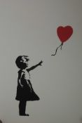 Banksy, 'Girl with the Red Balloon' print by the West Country Prince, with stamp verso, 19" x 27"