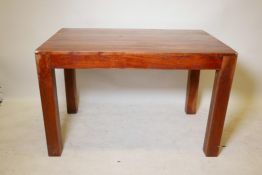 A plank top hardwood dining table, 47" x 32" x 30" high, legs detachable