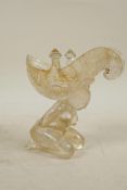 A Chinese glass/crystal jue vessel in the form of a female nude, 6" high