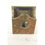 A C19th boulework folding watch holder with brass inlay of figures and animals, 5" x 4"