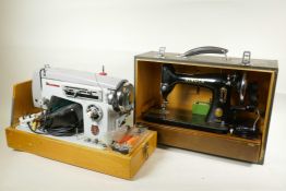 A Singer 99k sewing machine, together with a Novum Deluxe Mark IX sewing machine, largest 19" x 9" x