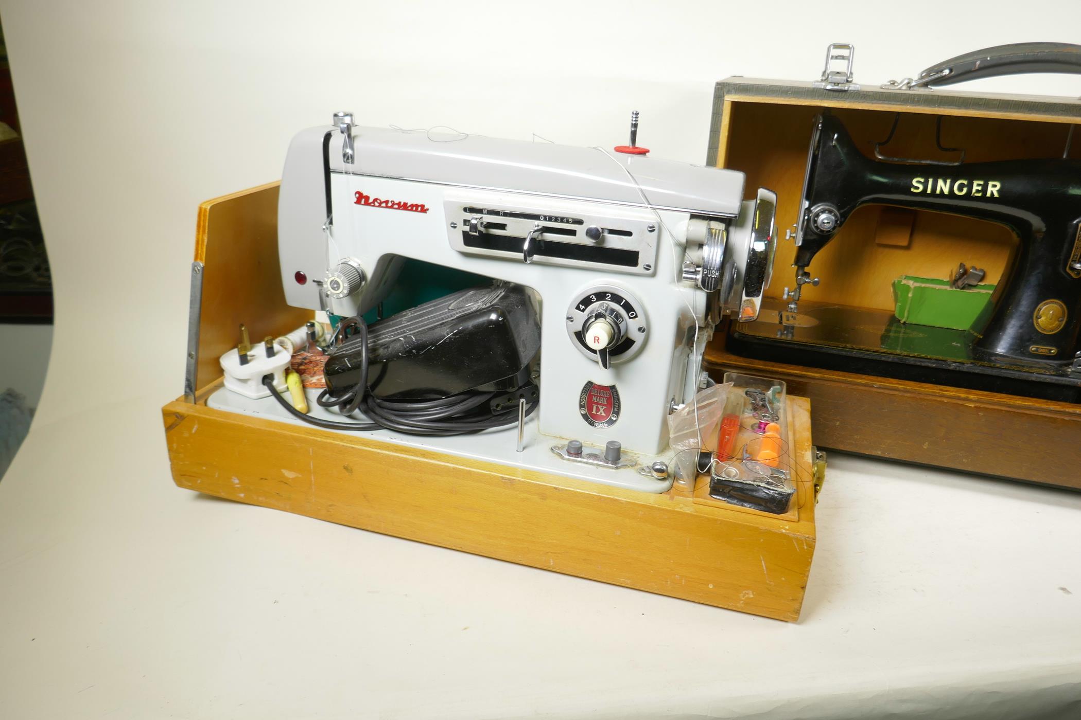 A Singer 99k sewing machine, together with a Novum Deluxe Mark IX sewing machine, largest 19" x 9" x - Image 4 of 5