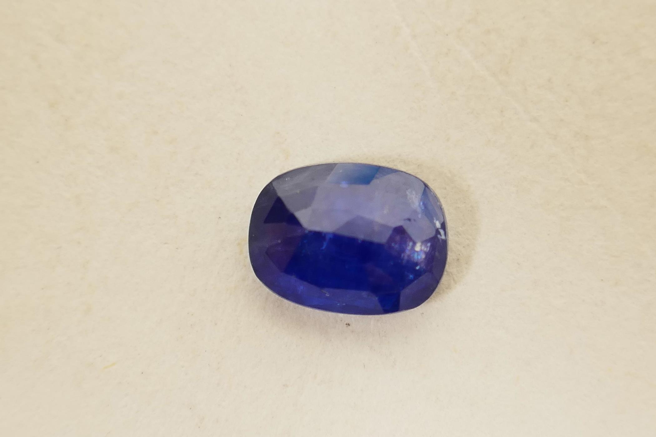 A 1.69ct natural blue sapphire from Sri Lanka, oval cushion mixed cut, GJSPC certified with - Image 7 of 7