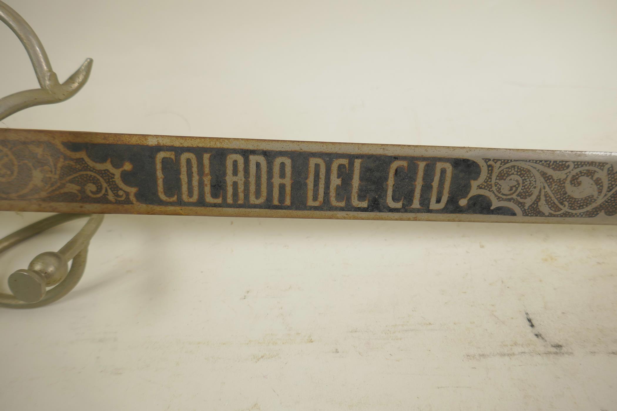 A 'Colada del Cid' sword in Toledo steel, in the Renaissance style, the blade etched to the face ' - Image 3 of 9