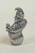 A silver plated vesta case in the form of Mr Punch, 2"