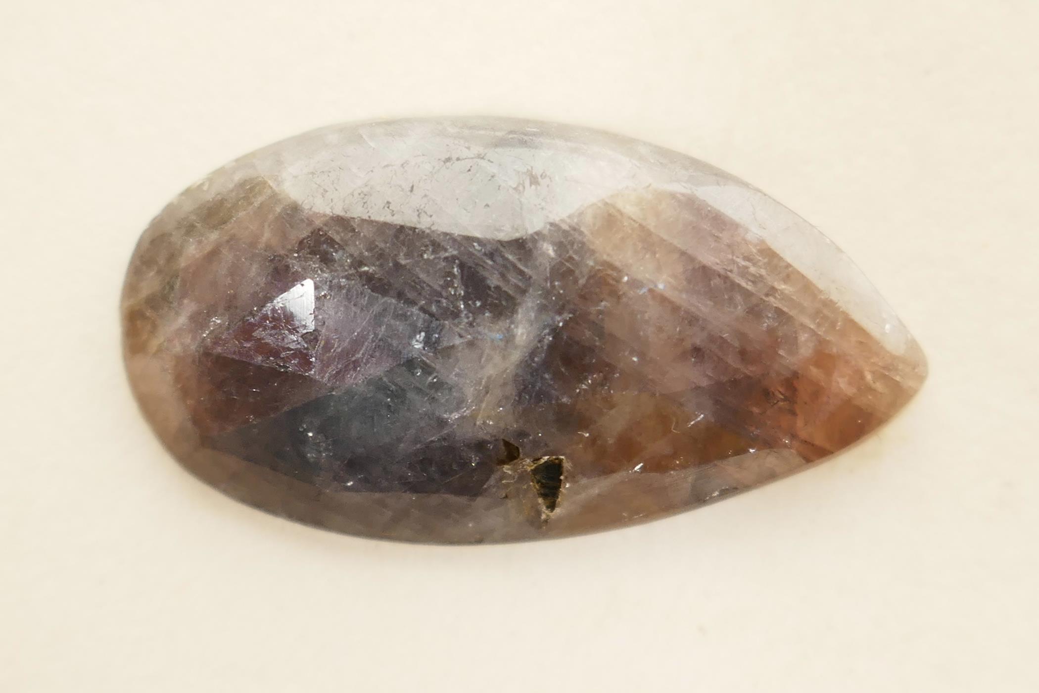 An 11.72ct natural multi-coloured sapphire, fancy pear cut, IDT certified with certificate - Image 3 of 6