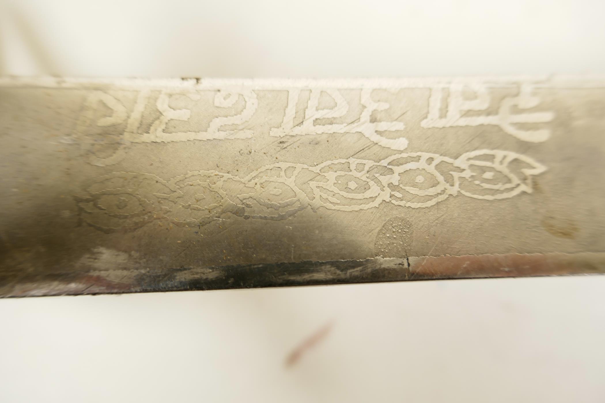 An Indian ceremonial cavalry sword, a WWI replica sabre with 'Made in India' etched to the hilt - Image 6 of 8