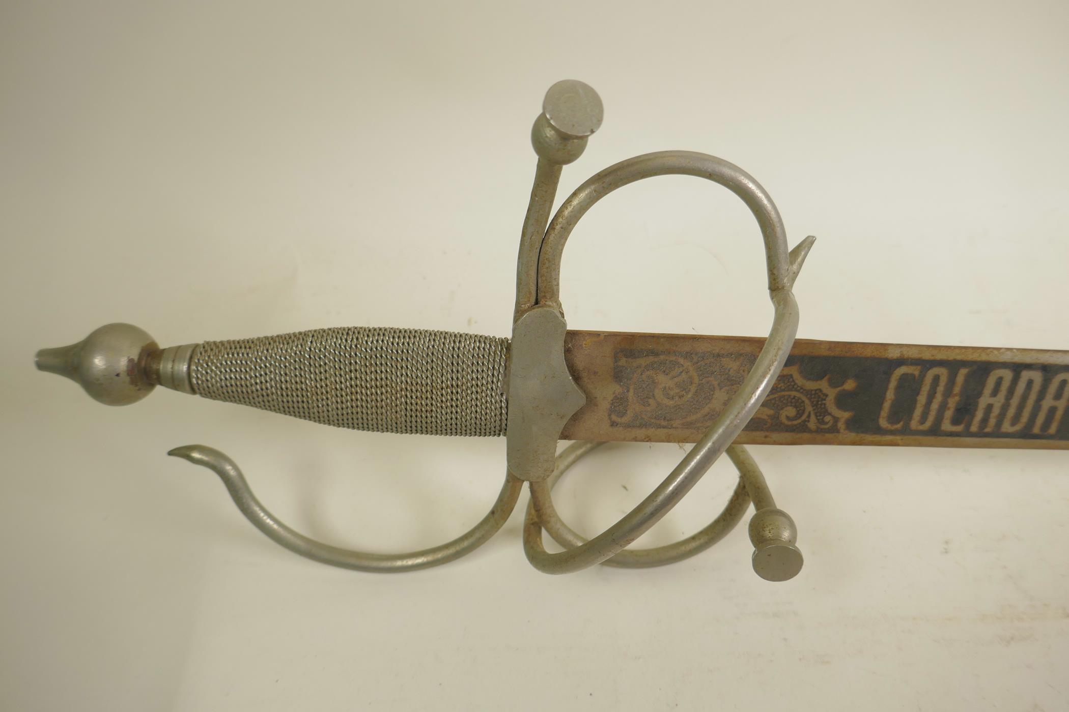 A 'Colada del Cid' sword in Toledo steel, in the Renaissance style, the blade etched to the face ' - Image 2 of 9