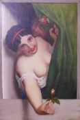 After Antoine Wiertz, Bocciolo di Rosa, C19th oil on canvas, signed I. Bavier, relined, 28" x 18"