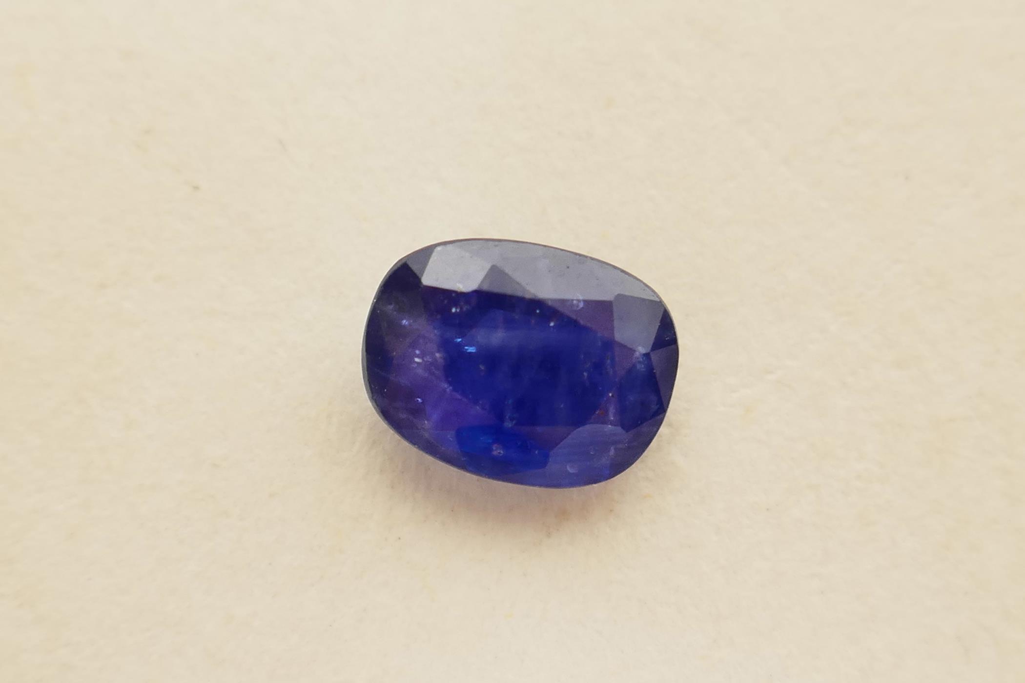 A 1.69ct natural blue sapphire from Sri Lanka, oval cushion mixed cut, GJSPC certified with - Image 6 of 7