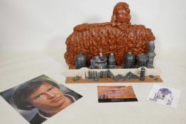 A Star Wars scratch built diorama, together with related lobby cards and promotional photographs