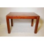 A plank top hardwood dining table, 47" x 32" x 30" high, legs detachable