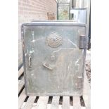 An antique Milners' patent floor safe, No212, 26" x 26"x 32". Please note: this will need specialist