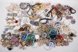 A box of good quality vintage costume jewellery