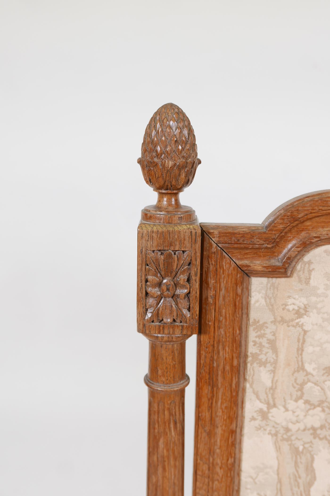 A C19th French carved oak fire screen, with pineapple and patarae decoration and fluted columns - Image 3 of 6