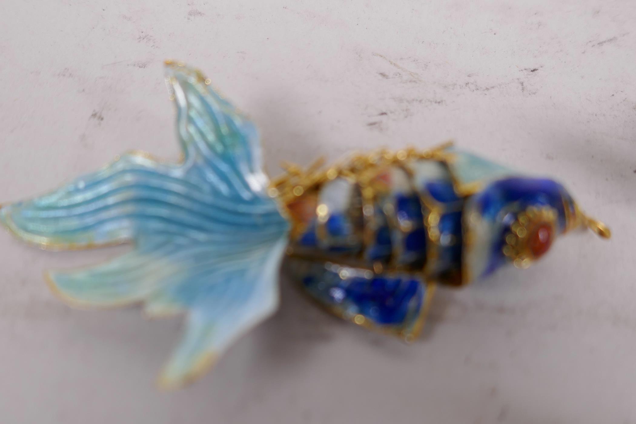 Four articulated enamel fish pendants, 2½" long - Image 4 of 4