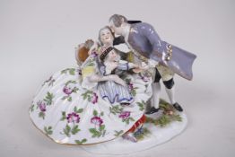 A Wurtenberg porcelain figure of a family group group, 5½" high