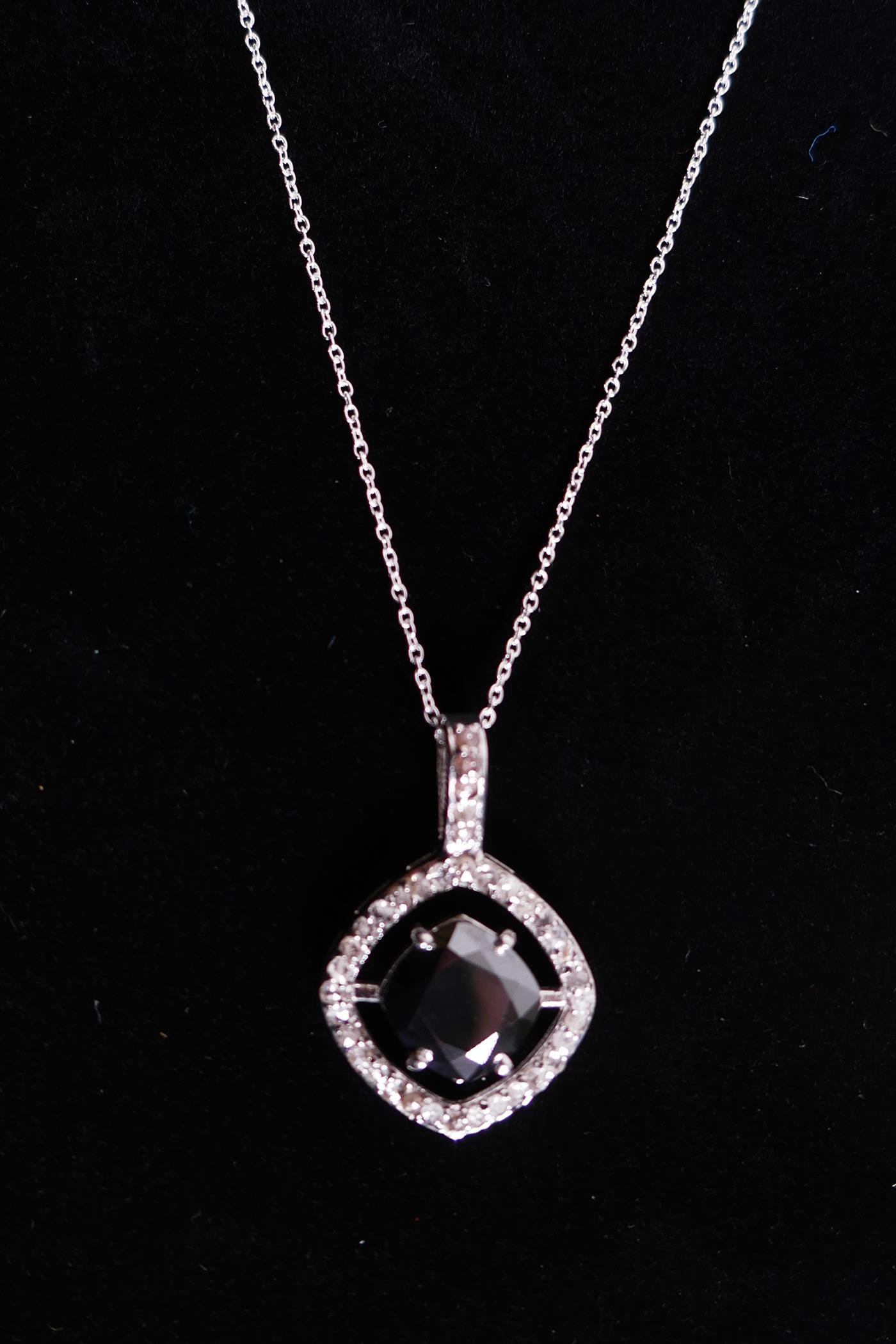 A 4ct black moissanite gemstone pendant surrounded by rose cut diamonds and set in sterling - Image 2 of 9