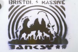 After Banksy, two poster prints, 'Bristol Massive' and another, 23" x 16"