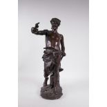 C Marioton, 'Le Travail', bronze figure of a blacksmith, inscribed C. Marioton, late C19th/early