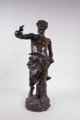 C Marioton, 'Le Travail', bronze figure of a blacksmith, inscribed C. Marioton, late C19th/early