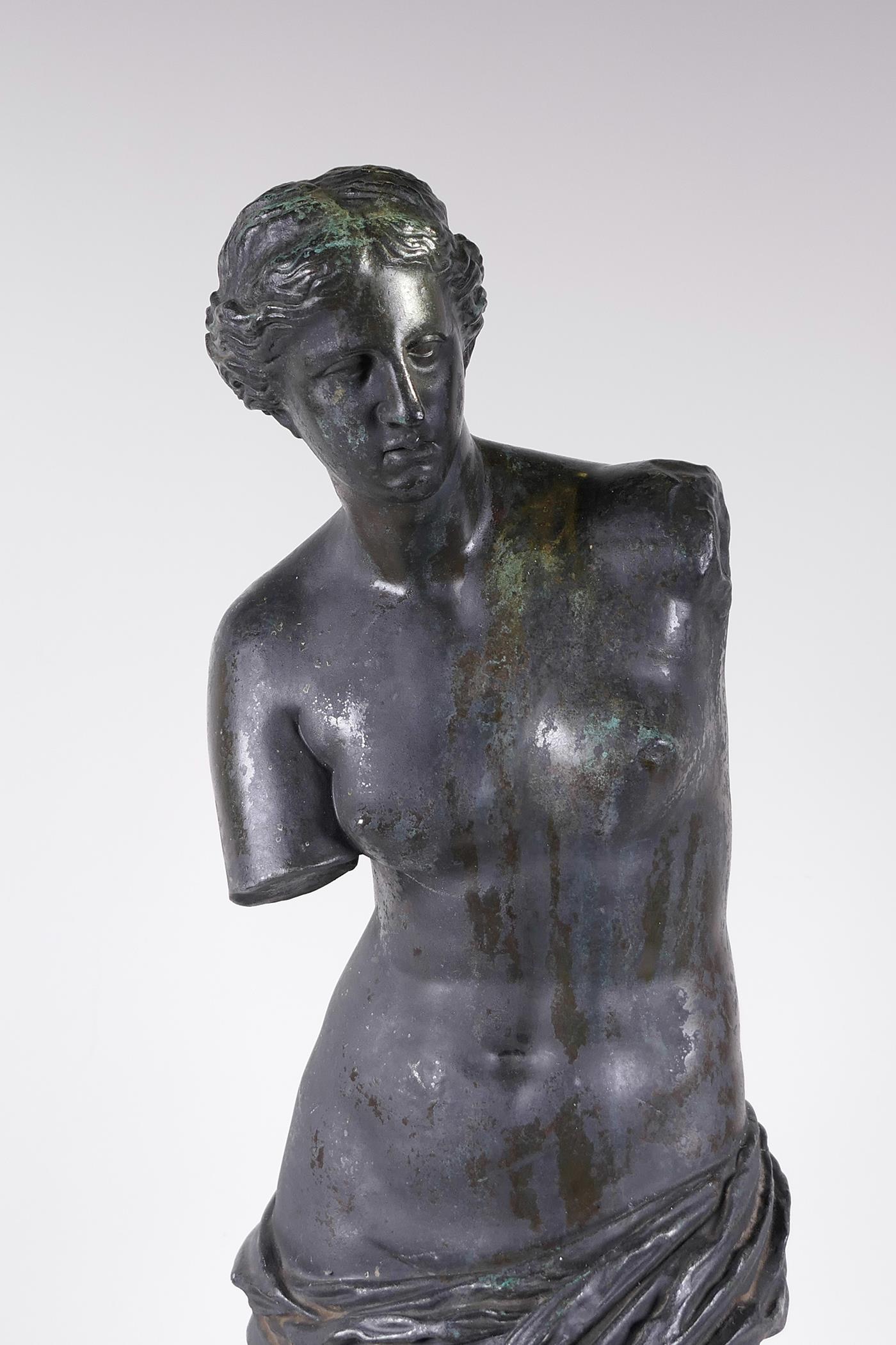 An early C19th bronze figure of the Venus de Milo, well patinated and inscribed to base, reduction - Image 2 of 5