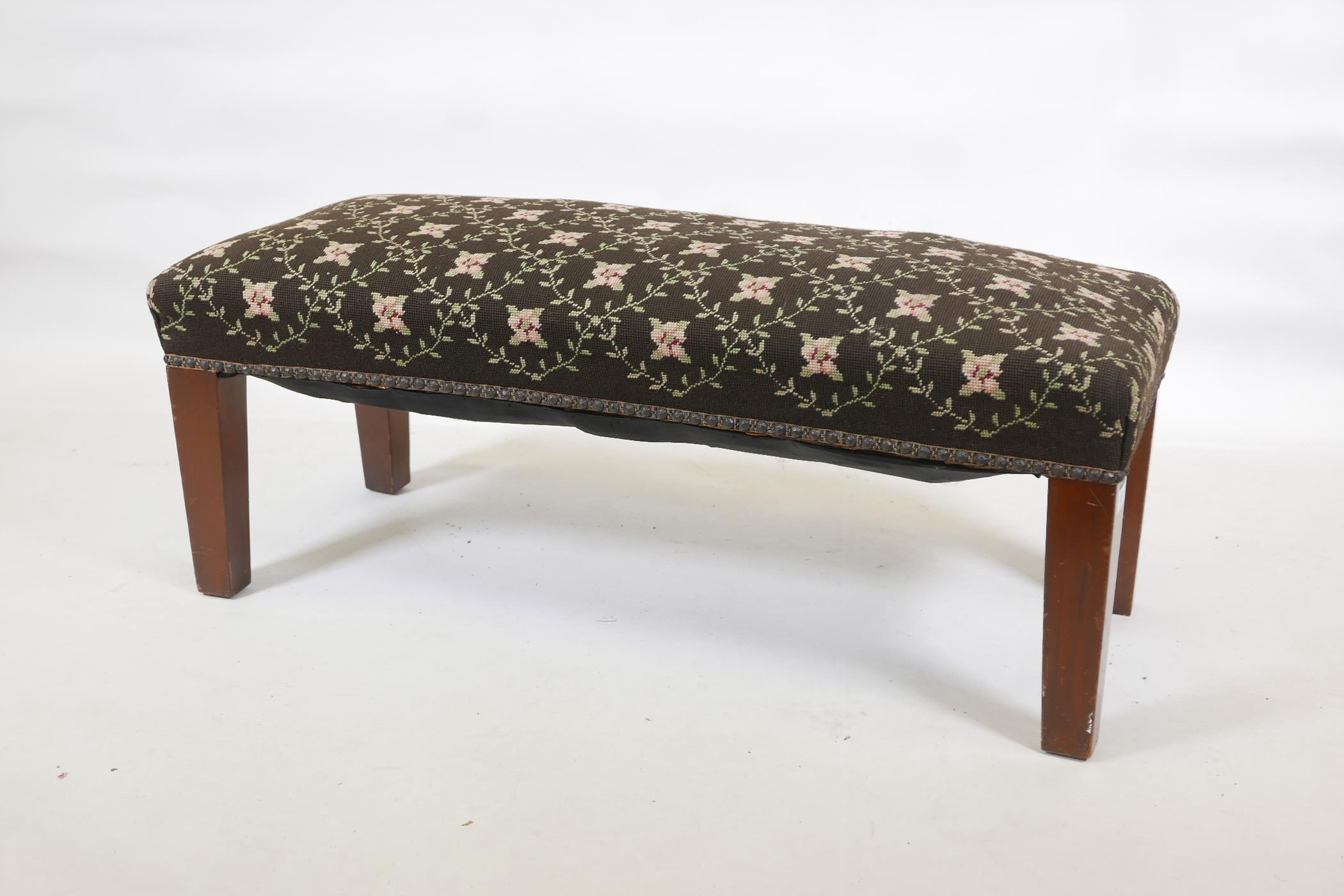 A mahogany window seat/stool, 16" x 29" x 15"