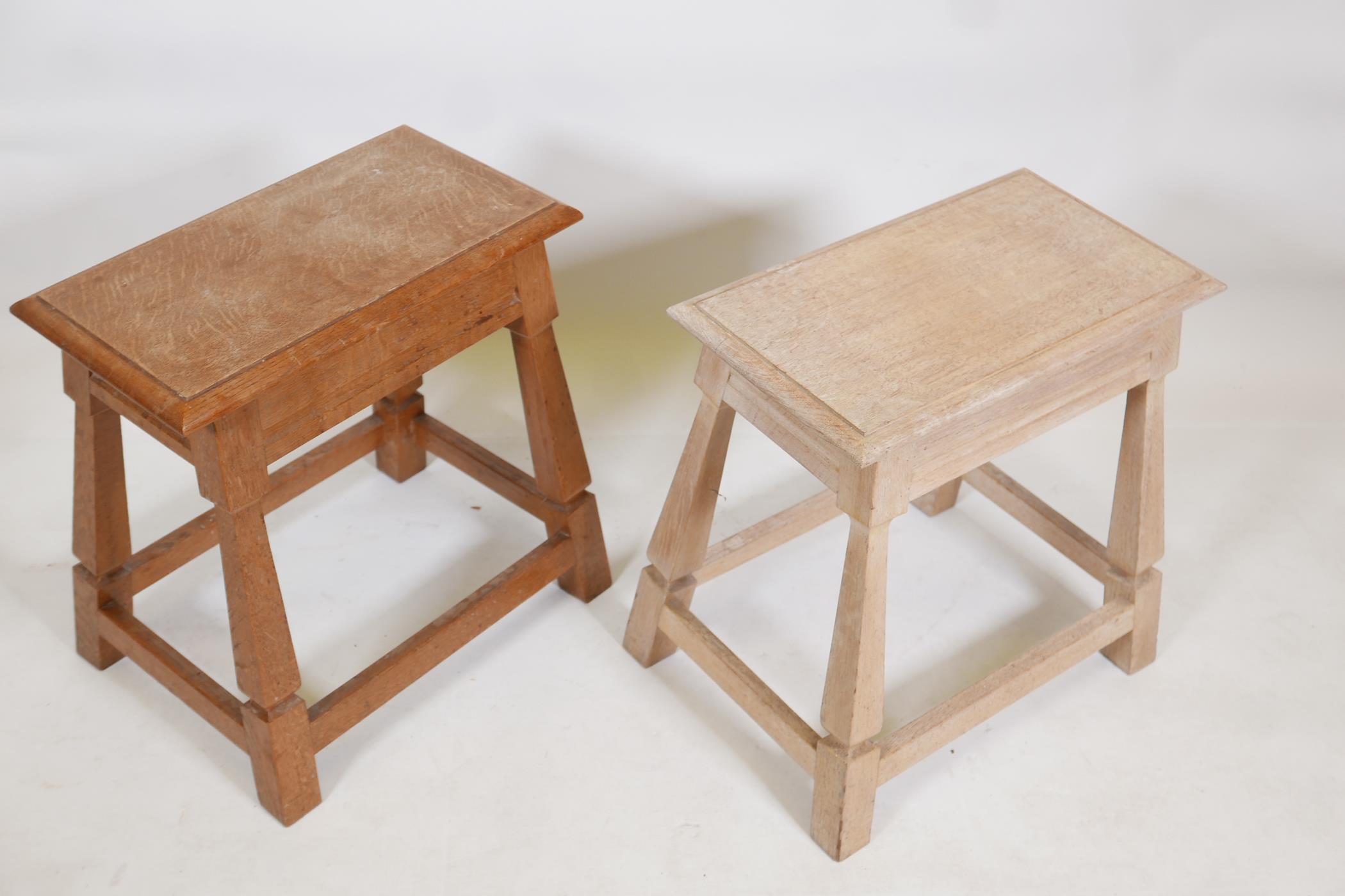 A pair of early C20th oak joynt stools, 18" x 13" x 18" - Image 2 of 3