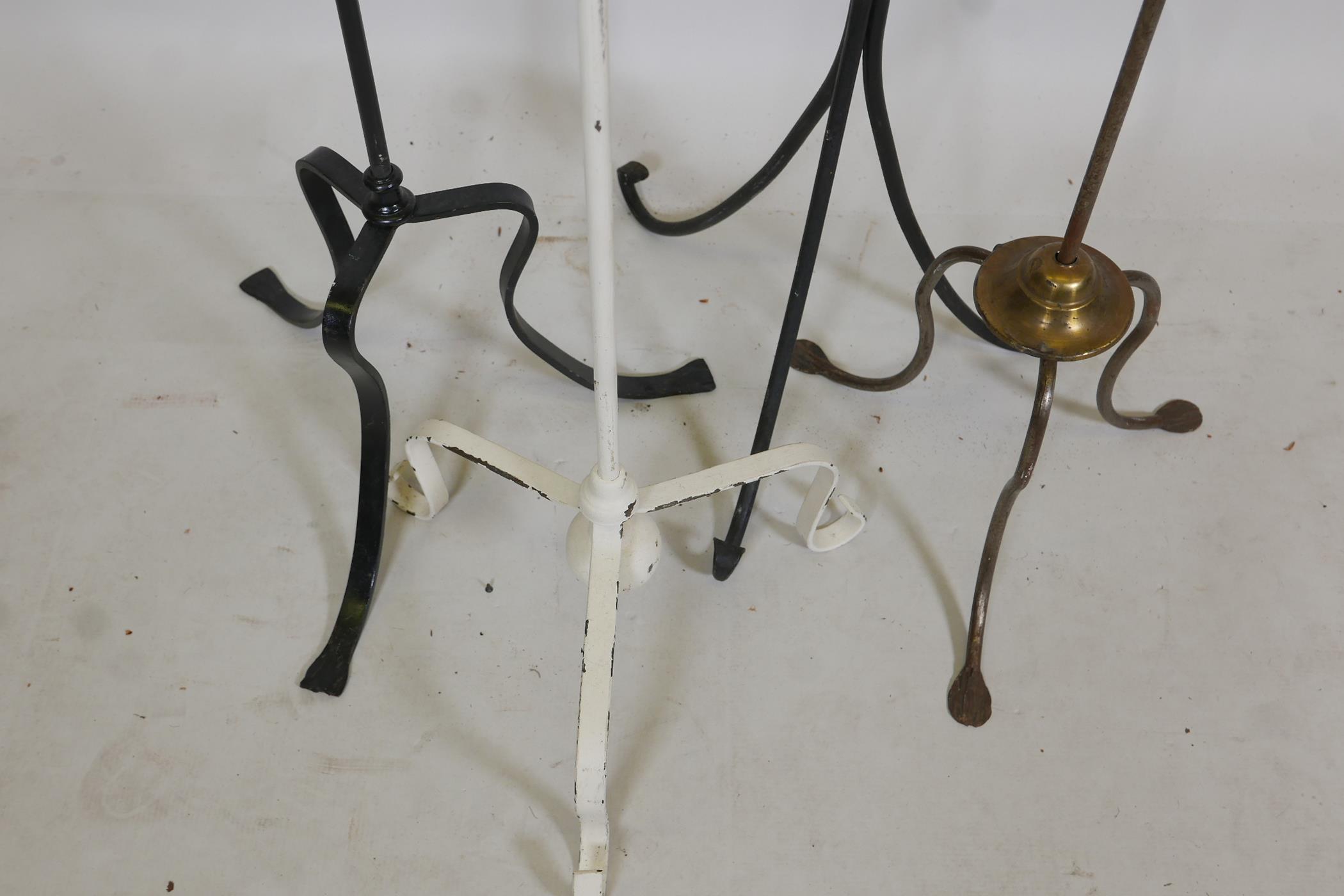 Four metal lamp stands, largest 63" high - Image 2 of 2