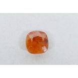 A 1.83ct orange sapphire, square cushion cut, ITLGR certified, with certificate