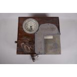 A mahogany cased Blick 'Stafsine' time recorder clocking in machine, 14" x 12½" x 6"