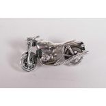 A 925 silver brooch in the form of a motorbike, 1½" long