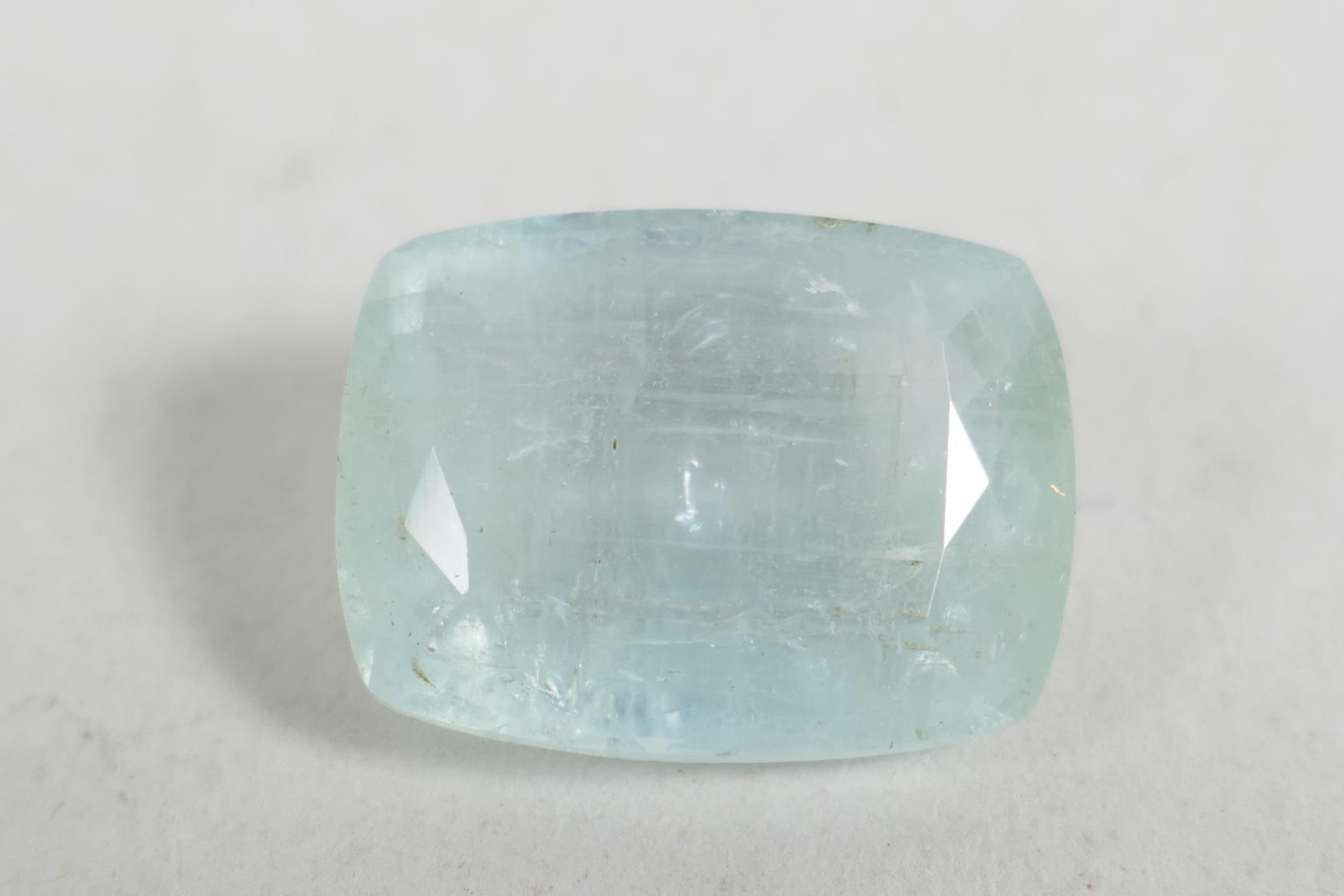 An 11.67ct natural aquamarine, cushion mixed cut, ITLGR certified, with certificate - Image 2 of 5