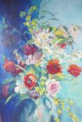 Lee Brown, still life, titled verso 'July Flowers', signed, 22" x 30"