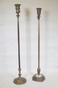 A brass floor lamp/uplighter, and another similar, 61" high