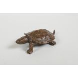 A Japanese Jizai style bronze tortoise, 2½" long